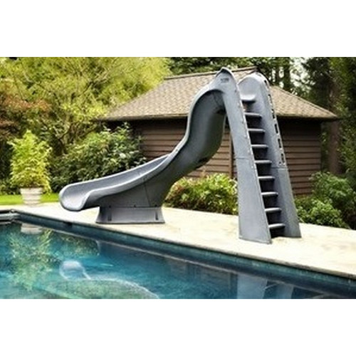 SR Smith - TurboTwister Pool Slide, Gray Granite, Left Curve - 688-209-58224 - Installed at a pool
