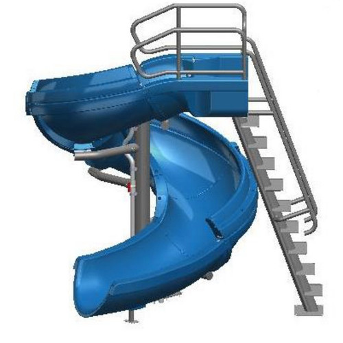 SR Smith - Vortex Pool Slide, Open Flume With Ladder, Gray Granite - 695-209-124 - Shown here in blue. Slide comes in granite gray.