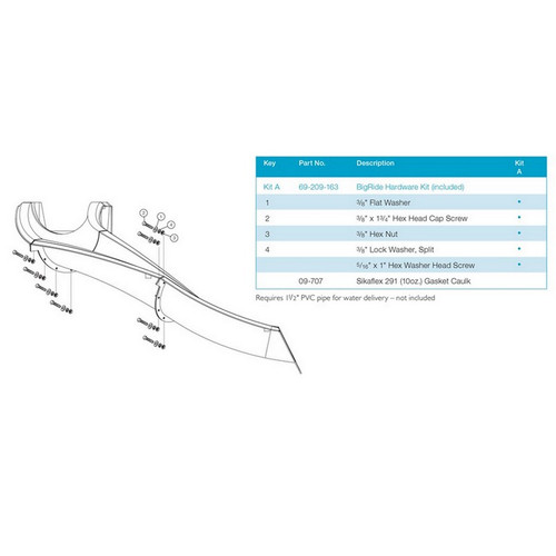 SR Smith - Big Ride Pool Slide, Left Curve, Gray - BR-2L-PG - Exploded View
