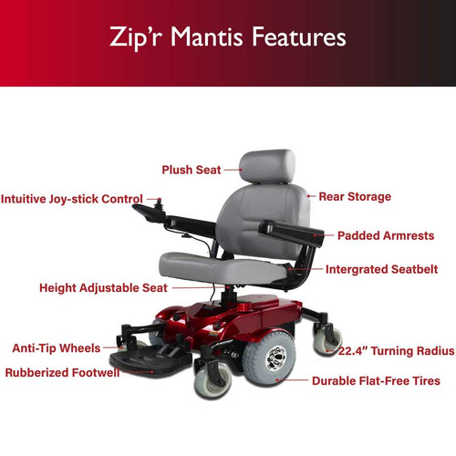 Zipr Mobility - Zipr Mantis SE Red -  ZIP08RED