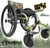Colours RAZORBLADE- ALL TERRAIN- Big Foot Sports Wheelchair  from side (IMPORTANT: Shown here with optional upgrades (Air-Ride System, Cross Knot Lace Spokes, Aggressive Knobby Tires and 8" Air Casters with Monster Forks)