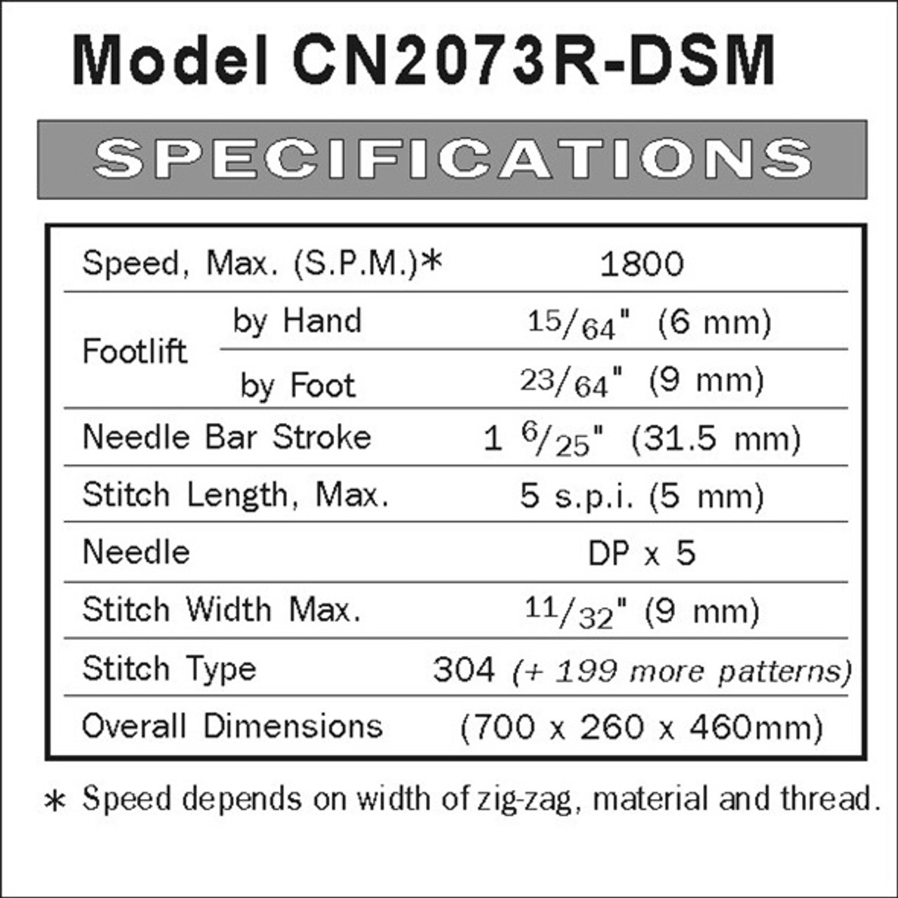 Consew CN2073R-DSM Industrial Machine With Table and 3/4 HP Servo Motor 