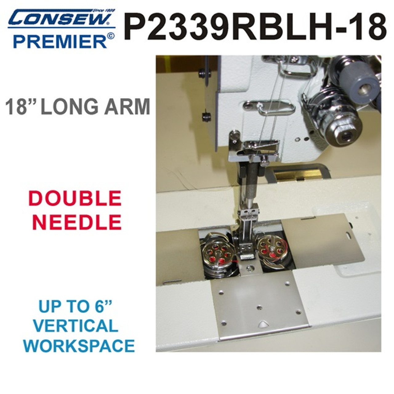 Consew Premier P2339RBLH-18 Double Needle Long Arm Machine With Table and Servo Motor