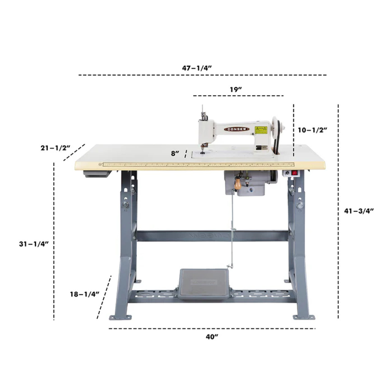 CONSEW 104-1T Manual Embroidery and Quilting Chainstitch Sewing Machine with T-Stand and Servo Motor