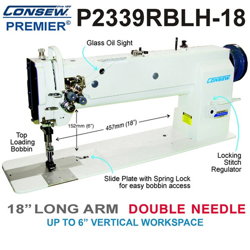 Consew Premier P2339RBLH-18 Double Needle Long Arm Machine With Table and Servo Motor
