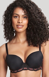 Panache - Clara moulded sweetheart bra in black/fig