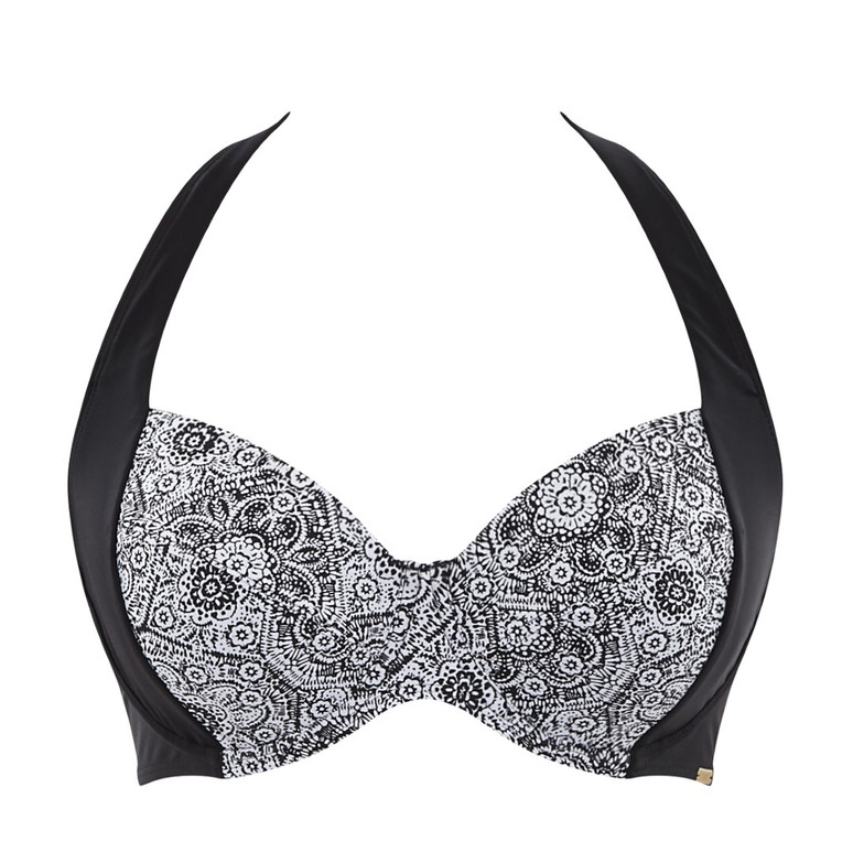 black and white halter bikini