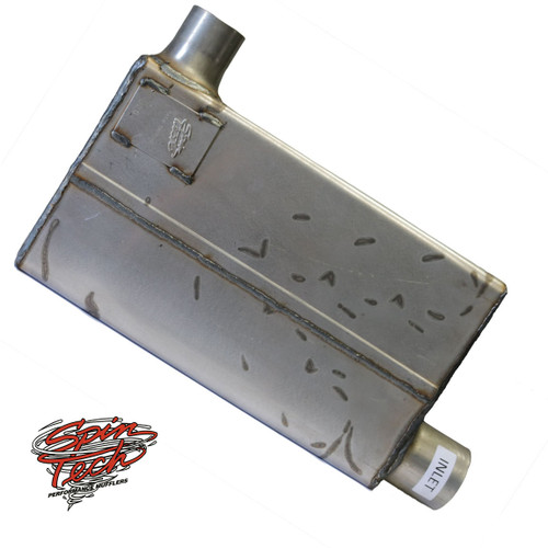 SpinTech XR90 Custom Muffler with a 90 degree inlet - outlet design