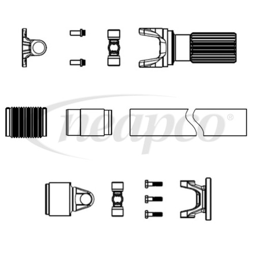 PK-1517GTM-T8AL Driveshaft Kit Yoke Shaft / ADP Flange Yoke