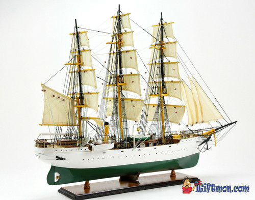 DANMARK TALL SHIP tall training sailing ship large 34" fully built museum quality model ship w/sails & stand