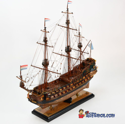 FRIESLAND, DUTCH 80 GUN 1663 tall sailing ship large fully built museum quality model w/sails & stand