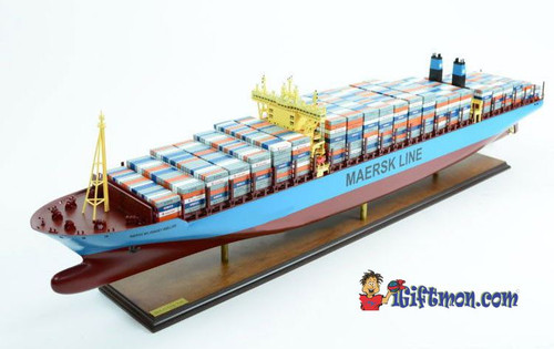 MAERSK MC-KINNEY MOLLER container cargo ship, large 48” fully built museum quality ship model w/stand