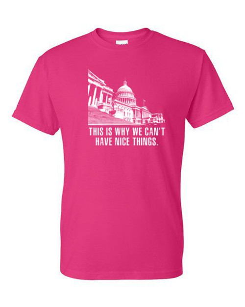 Adult DryBlend® T-Shirt - THIS IS WHY WE CANT HAVE NICE THINGS - POLITICAL SECOND 2nd AMENDMENT - WHITE HOUSE AMERICAN PRIDE