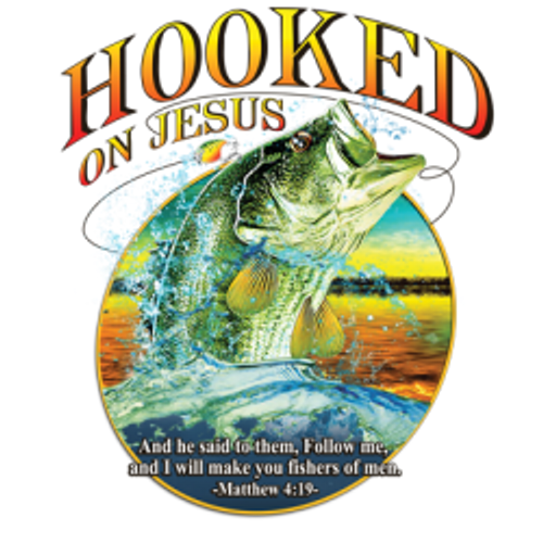 Adult DryBlend® T-Shirt - HOOKED ON JESUS BASS / FISH / RELIGIOUS HUNTING / FISHING