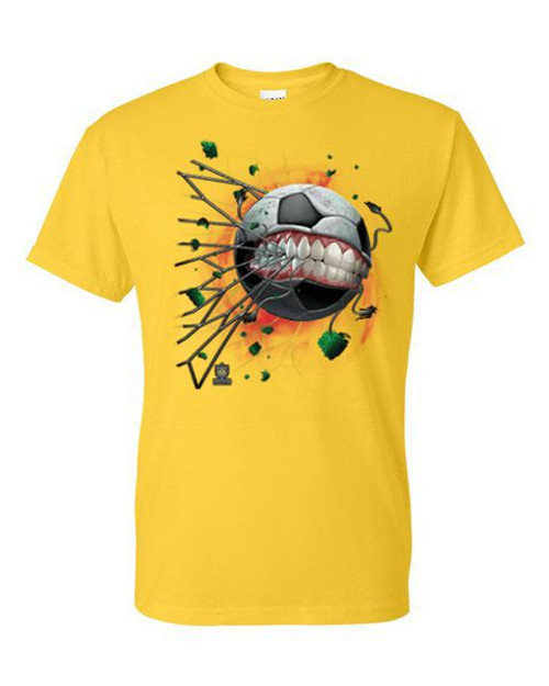 Adult DryBlend® T-Shirt - MONSTER SOCCER BALL - SPORTS FOOTBALL NOVELTY FUN