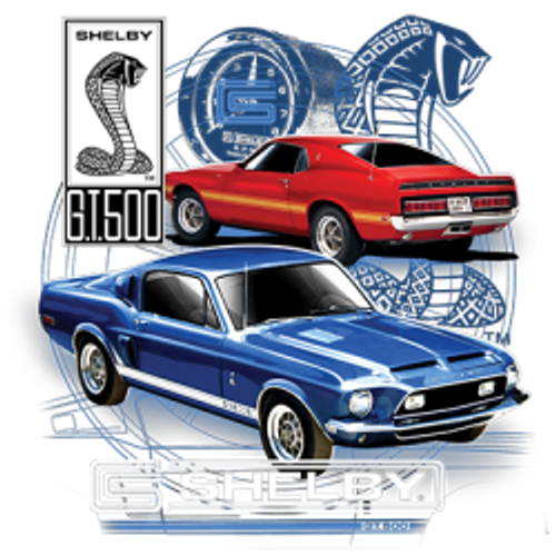 Adult DryBlend® T-Shirt - SHELBY MUSTANG GT 500 - FORD AMERICAN MUSCLE  HOT ROD