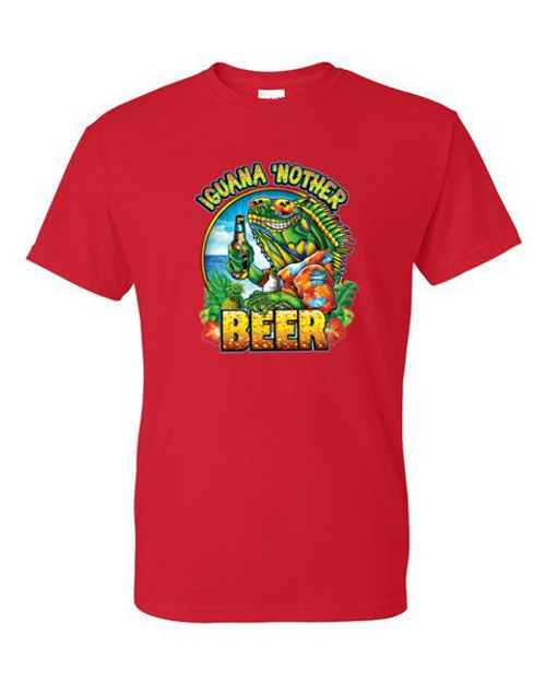 Adult DryBlend® T-Shirt - IGUANA ANTOTHER BEER  - DRINKING PARTY RESORT NOVELTY FUN