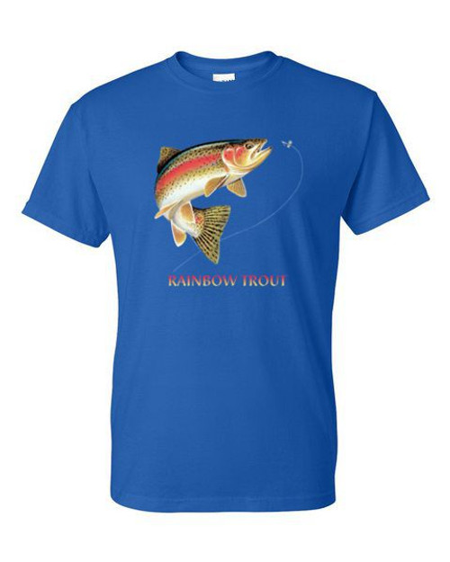 Adult DryBlend® T-Shirt - RAINBOW TROUT JUMPING HOOKED / FISH / HUNTING / FISHING