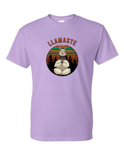 Adult DryBlend® T-Shirt - YOGA NAMASTE LLAMASTE  - RELAXATION NOVELTY FUNNY FUN CUTE