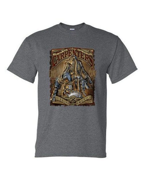 T-Shirt - CARPENTERS BACKBONE OF AMERICA SKULL GOTHIC  NOVELTY Adult DryBlend®