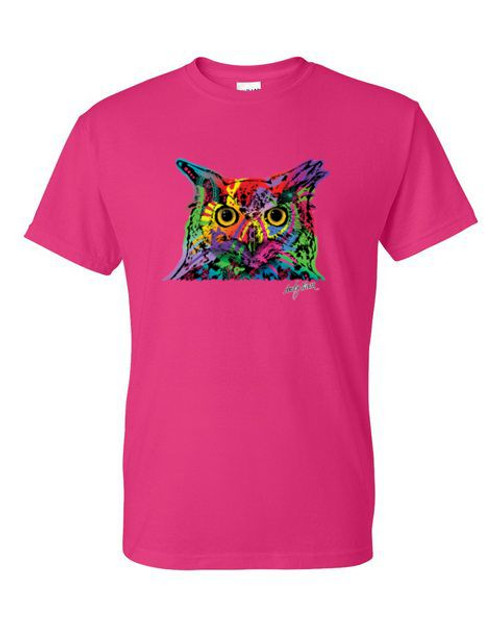 T-Shirt - COLORFUL TECHNICOLOR OWL ANDY MAX - NEON Adult DryBlend®