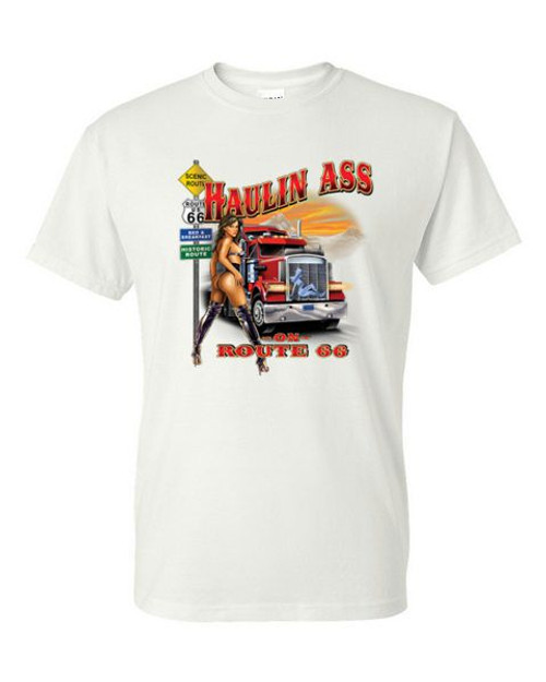 T-Shirt - HAULIN ASS - ROUTE 66 TRUCKER / NOVELTY / FUN  Adult DryBlend®