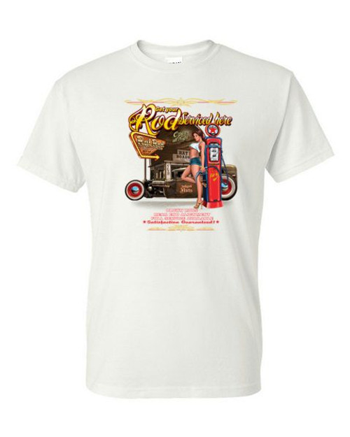 T-Shirt - GET YOUR ROD SERVICED PINUP - RAT ROD HOTROD / NOVELTY / FUN  Adult DryBlend®