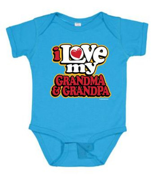 BABY Rib Body Suit Romper Unisex - I LOVE MY GRANDMA & GRANDPA - Pop funny USA Infant Toddler