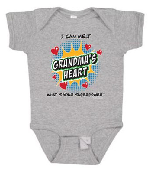 BABY Rib Body Suit Romper Unisex - I CAN MELT GRANDMA'S HEART - SUPERPOWER Pop funny USA Infant Toddler
