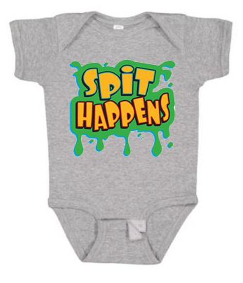 BABY Rib Body Suit Romper Unisex - SPIT HAPPENS - POOP Pop funny USA Infant Toddler