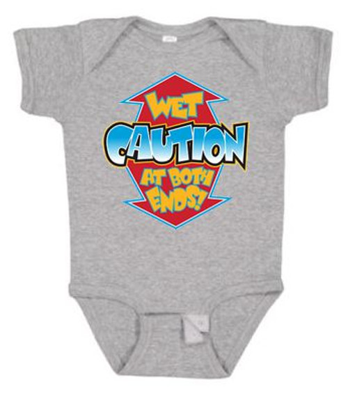 BABY Rib Body Suit Romper Unisex - CAUTION WET BOTH SIDES - Pop funny USA Infant Toddler