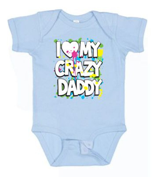 BABY Rib Body Suit Romper Unisex - I LOVE (heart) MY CRAZY DADDY - Pop funny USA Infant Toddler