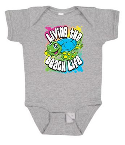 BABY Rib Body Suit Romper Unisex - LIVING THE BEACH LIFE - TUTRLE Pop funny USA Infant Toddler