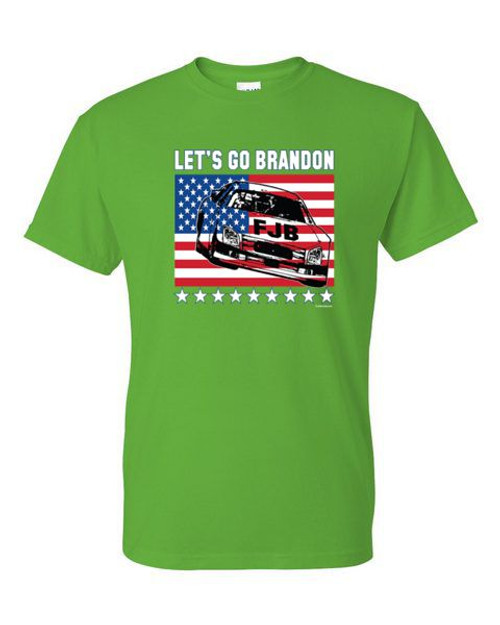 T-Shirt XL 2X 3X  - LET'S GO BRANDON FJB RACE CAR FLAG  POLITICAL PRO TRUMP