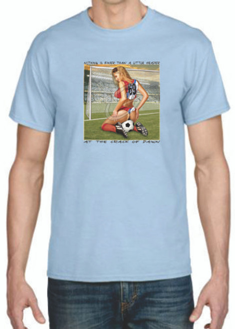 Adult DryBlend® T-Shirt - (HOT SOCCER WITH CREST - NOVELTY / PIN-UP / HOTTIE)