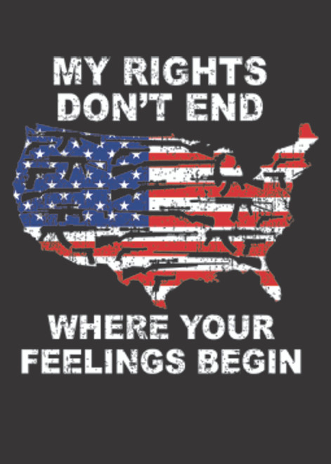 T-Shirt XL 2X 3X  -  MY RIGHTS DON'T END  POLITICAL SECOND 2nd AMENDMENT - AMERICAN PRIDE