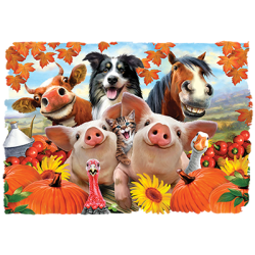 T-Shirt XL 2X 3X -THANKSGIVING SELFIE - FALL SEASON PIG / DOG / CAT / HORSE / COW / GOOSE ANIMALS FUNNY HUMOR NOVELTY