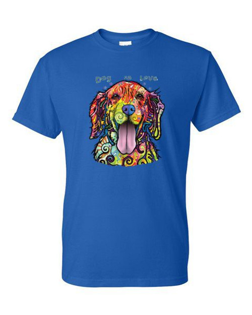 T-Shirt - COLORFUL TECHNICOLOR DOG IS LOVE RETREIVER PUPPY - NEON Adult DryBlend®