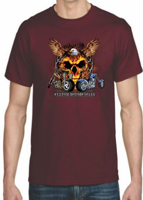 Adult DryBlend® T-Shirt - (EAGLE SKULL RIDES - BIKER / CHOPPER)