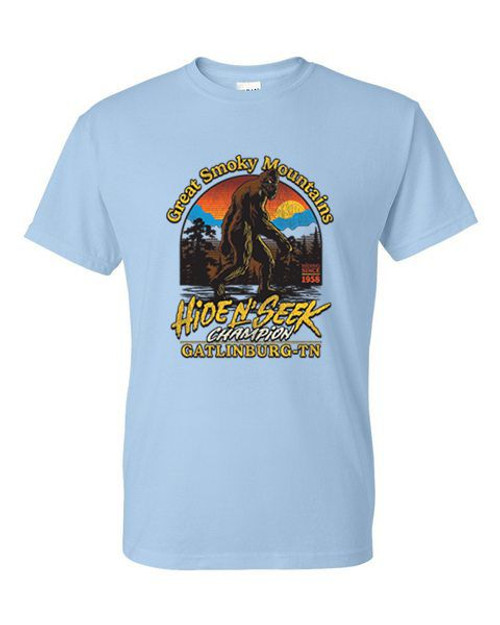 T-Shirt XL 2XL 3XL -Great Smokey Mountains HIde N Seek Champion Gatlinburg - Bigfoot Adult
