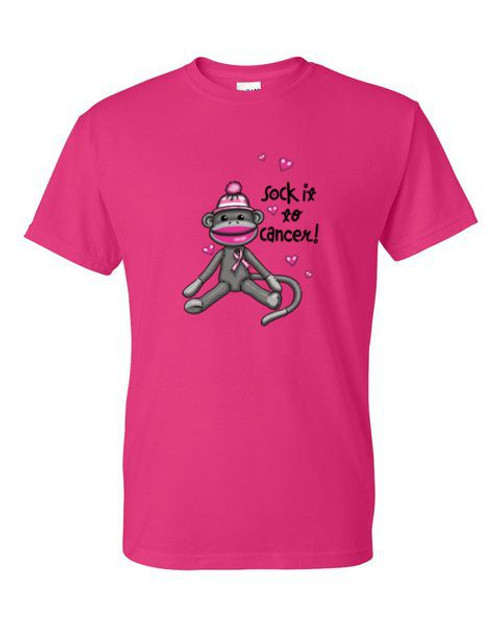 T-Shirt XL 2XL 3XL - SOCK IT TO CANCER MONKEY - PINK CANCER awareness Adult