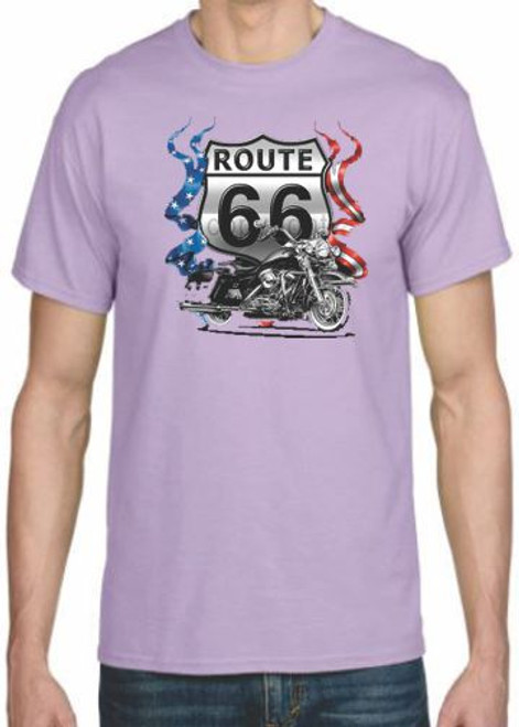 Adult DryBlend® T-Shirt - (BIKER ROUTE 66- AMERICAN PRIDE / BIKER / CHOPPER)