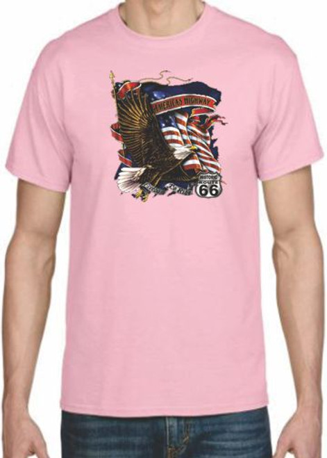 Adult DryBlend® T-Shirt - (AMERICAS HIGHWAY  ROUTE 66 - AMERICAN PRIDE/ HOT ROD/ BIKER / CHOPPER)