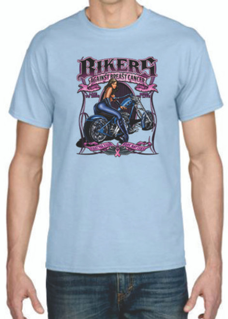 Adult DryBlend® T-Shirt - (BIKERS FOR CANCER - BREAST CANCER AWARENESS/  BIKER / CHOPPER)