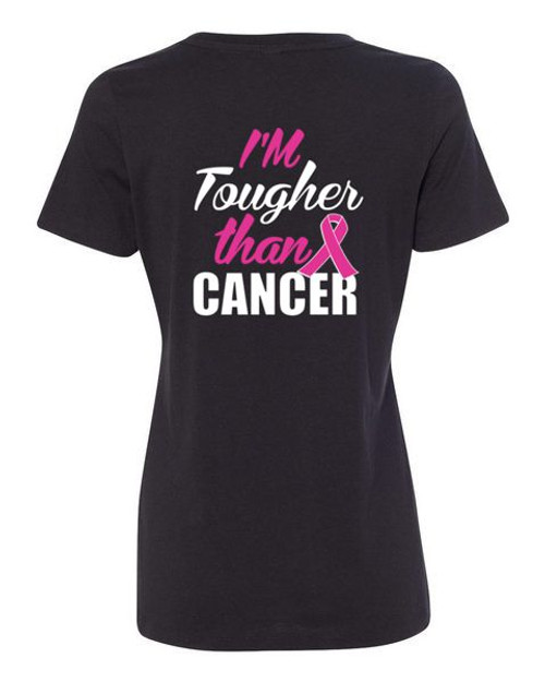 WOMEN'S Ideal VEE and CREW Neck Shirts - (TOUGHER THAN CANCER - BREAST CANCER AWARENESS)