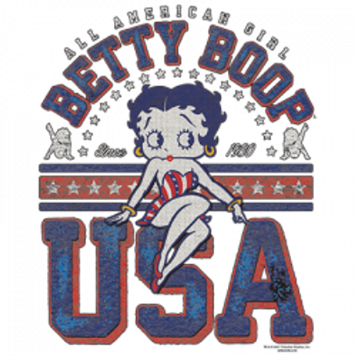 TRANSFER - T-Shirt - Betty ALL AMERICAN GIRL Boop - Pop USA Icon Adult