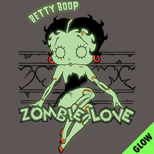 TRANSFER  - betty BOOP ZOMBIE LOVE flow in dark   -  fun classic glow in dark  - adult