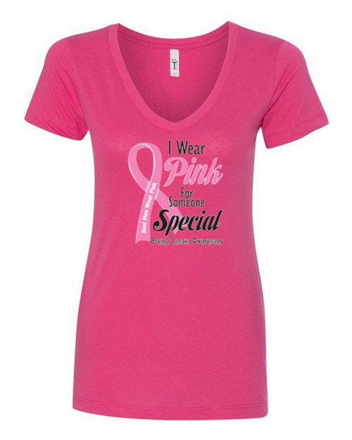 WOMEN'S Ideal VEE and CREW Neck Shirts - (SOMEONE SPECIAL - BREAST CANCER AWARENESS)