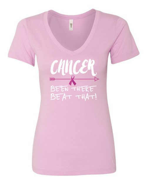 WOMEN'S Ideal VEE and CREW Neck Shirts - (BEAT THAT - BREAST CANCER AWARENESS)