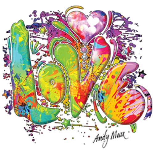 Adult DryBlend® T-Shirt - (COLORFUL LOVE - NEON)